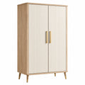 Armadio in legno e MDF a due ante crema 180x90x50 cm