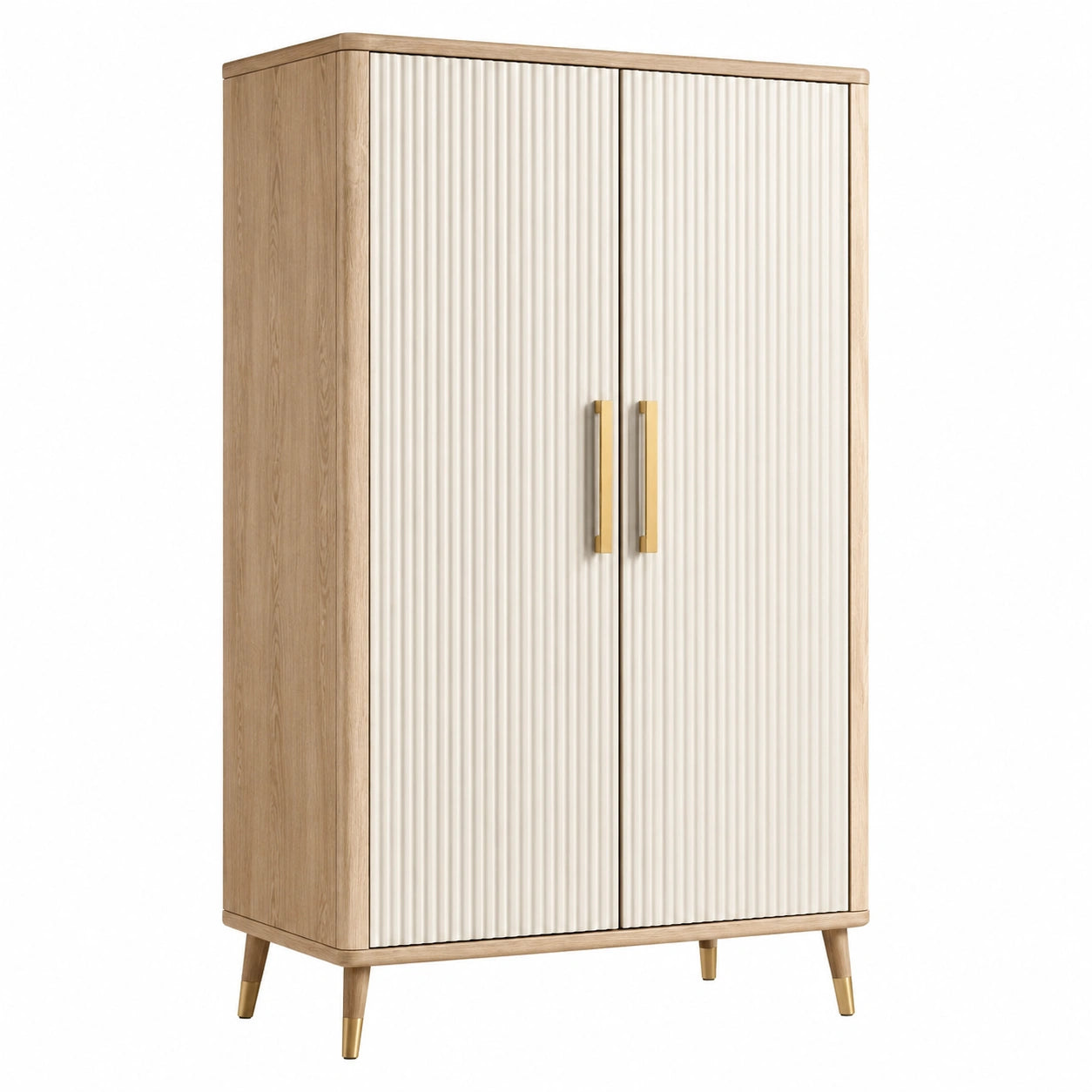 Armadio in legno e MDF a due ante crema 180x90x50 cm