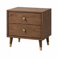 Comodino in legno con cassetti e maniglie in metallo, 50x35x55 cm, noce