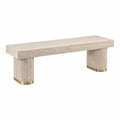 Panca in travertino beige chiaro con dettagli in ottone