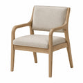 Poltrona in legno di rovere e tessuto bouclé crema