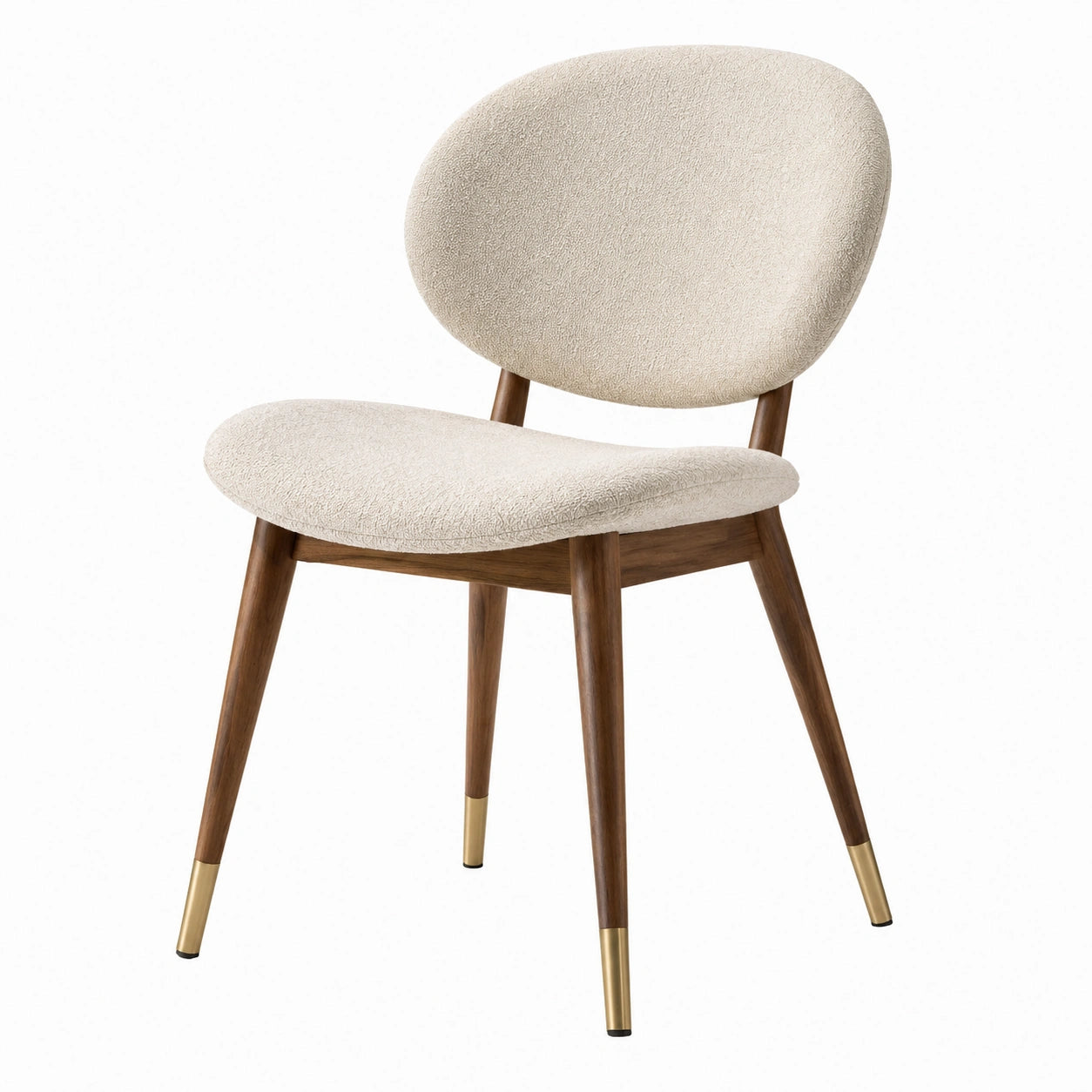 Sedia da pranzo in legno e rattan con seduta in poliestere beige