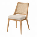 Sedia da pranzo in legno e tessuto poliestere beige
